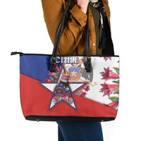 Chile Leather Tote Bag Andean Condor With Chilean Bellflower - Wonder Print Shop