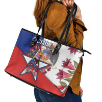 Chile Leather Tote Bag Andean Condor With Chilean Bellflower - Wonder Print Shop