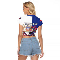 Personalized Chile Raglan Cropped T Shirt Andean Condor With Chilean Bellflower - Wonder Print Shop