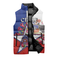 Personalized Chile Sleeveless Puffer Jacket Andean Condor With Chilean Bellflower - Wonder Print Shop