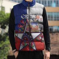 Personalized Chile Sleeveless Puffer Jacket Andean Condor With Chilean Bellflower - Wonder Print Shop