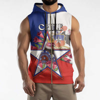 Personalized Chile Sleeveless Zip Hoodie Andean Condor With Chilean Bellflower - Wonder Print Shop