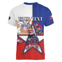 Personalized Chile Women V-Neck T-Shirt Andean Condor With Chilean Bellflower - Wonder Print Shop