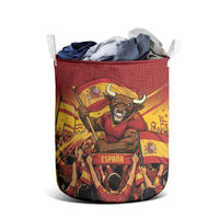 Spain Football Laundry Basket Raging Bull Golden Trophy Fans Banner
