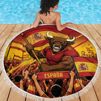 Spain Football Beach Blanket Raging Bull Golden Trophy Fans Banner