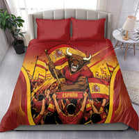 Spain Football Bedding Set Raging Bull Golden Trophy Fans Banner