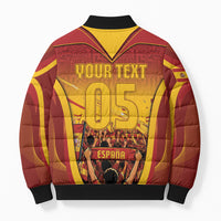 Custom Spain Football Bomber Puffer Jacket Raging Bull Golden Trophy Fans Banner