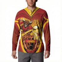 Custom Spain Football Button Sweatshirt Raging Bull Golden Trophy Fans Banner