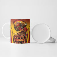 Custom Spain Football Ceramic Mug Raging Bull Golden Trophy Fans Banner