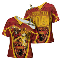 Custom Spain Football Cross Shoulder Shirt Raging Bull Golden Trophy Fans Banner