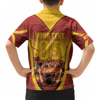Custom Spain Football Hawaiian Shirt Raging Bull Golden Trophy Fans Banner
