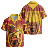 Custom Spain Football Kid Hawaiian Shirt Raging Bull Golden Trophy Fans Banner