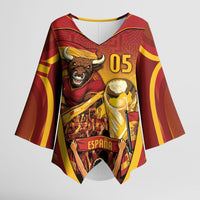 Custom Spain Football Kimono Sleeve Blouse Raging Bull Golden Trophy Fans Banner