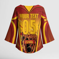 Custom Spain Football Kimono Sleeve Blouse Raging Bull Golden Trophy Fans Banner