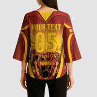 Custom Spain Football Kimono Sleeve Blouse Raging Bull Golden Trophy Fans Banner