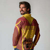 Custom Spain Football Long Sleeve Polo Shirt Raging Bull Golden Trophy Fans Banner