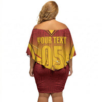 Custom Spain Football Off Shoulder Short Dress Raging Bull Golden Trophy Fans Banner