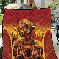 Spain Football Quilt Raging Bull Golden Trophy Fans Banner