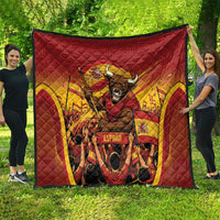 Spain Football Quilt Raging Bull Golden Trophy Fans Banner