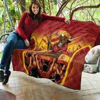 Spain Football Quilt Raging Bull Golden Trophy Fans Banner