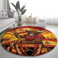 Spain Football Round Carpet Raging Bull Golden Trophy Fans Banner