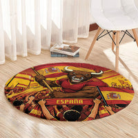 Spain Football Round Carpet Raging Bull Golden Trophy Fans Banner
