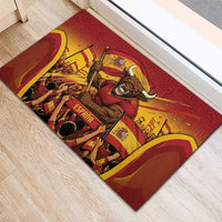 Spain Football Rubber Doormat Raging Bull Golden Trophy Fans Banner
