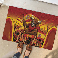 Spain Football Rubber Doormat Raging Bull Golden Trophy Fans Banner