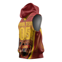 Custom Spain Football Sleeveless Hoodie Raging Bull Golden Trophy Fans Banner