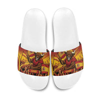 Spain Football Slide Sandals Raging Bull Golden Trophy Fans Banner