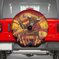 Spain Football Spare Tire Cover Raging Bull Golden Trophy Fans Banner