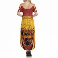 Custom Spain Football Summer Maxi Dress Raging Bull Golden Trophy Fans Banner