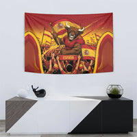 Spain Football Tapestry Raging Bull Golden Trophy Fans Banner