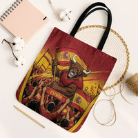 Spain Football Tote Bag Raging Bull Golden Trophy Fans Banner