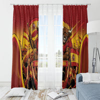 Spain Football Window Curtain Raging Bull Golden Trophy Fans Banner