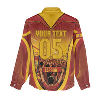 Custom Spain Football Women Casual Shirt Raging Bull Golden Trophy Fans Banner