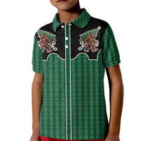 Western Yoke Kid Polo Shirt Bigfoot Xmas Cowboy Style - Wonder Print Shop