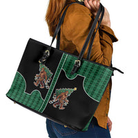 Western Yoke Leather Tote Bag Bigfoot Xmas Cowboy Style - Wonder Print Shop