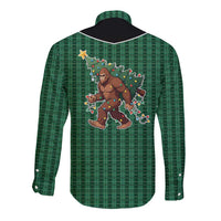 Western Yoke Long Sleeve Button Shirt Bigfoot Xmas Cowboy Style - Wonder Print Shop