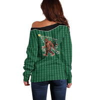 Western Yoke Off Shoulder Sweater Bigfoot Xmas Cowboy Style - Wonder Print Shop