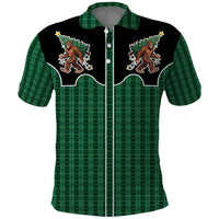 Western Yoke Polo Shirt Bigfoot Xmas Cowboy Style - Wonder Print Shop