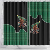 Western Yoke Shower Curtain Bigfoot Xmas Cowboy Style - Wonder Print Shop