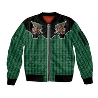 Western Yoke Sleeve Zip Bomber Jacket Bigfoot Xmas Cowboy Style - Wonder Print Shop