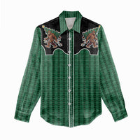 Western Yoke Women Casual Shirt Bigfoot Xmas Cowboy Style - Wonder Print Shop