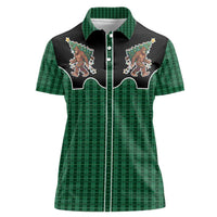 Western Yoke Women Polo Shirt Bigfoot Xmas Cowboy Style - Wonder Print Shop