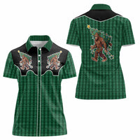 Western Yoke Women Polo Shirt Bigfoot Xmas Cowboy Style - Wonder Print Shop