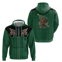 Western Yoke Zip Hoodie Bigfoot Xmas Cowboy Style - Wonder Print Shop