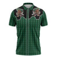 Western Yoke Zipper Polo Shirt Bigfoot Xmas Cowboy Style - Wonder Print Shop
