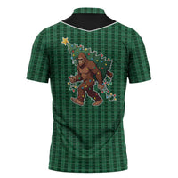 Western Yoke Zipper Polo Shirt Bigfoot Xmas Cowboy Style - Wonder Print Shop