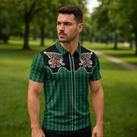 Western Yoke Zipper Polo Shirt Bigfoot Xmas Cowboy Style - Wonder Print Shop